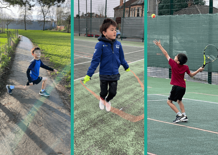 Junior competitive player Max Richardson training for tennis matches.